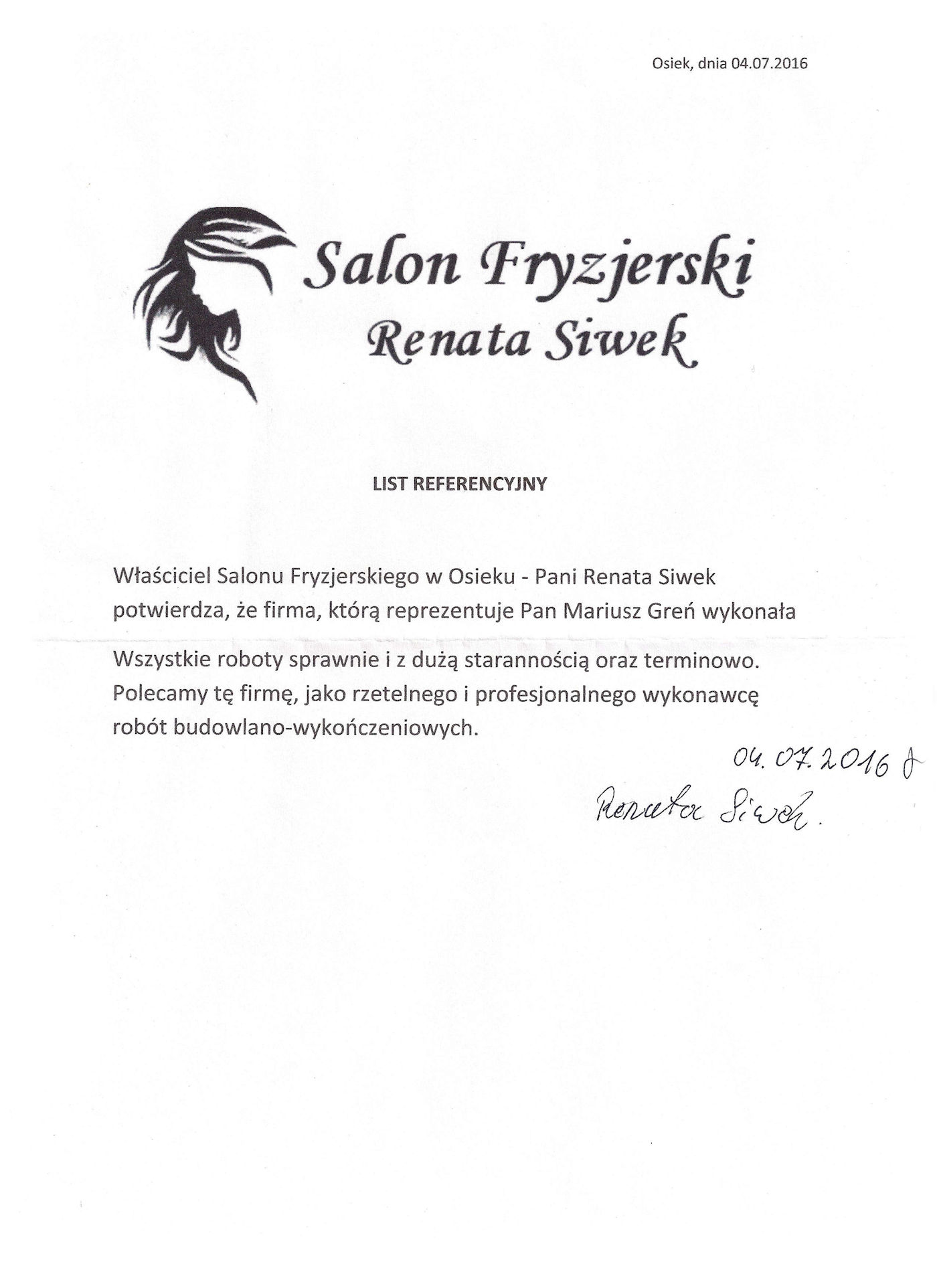 Salon Fryzjerski - Renata Siwek, Osiek